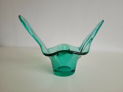 Retro zöld üvegtál mid century üvegdísz üveg dísztál