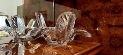 Különleges kristály tál, francia Art Vannes  kínáló, asztalközép