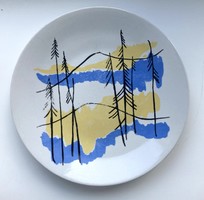 Zsolnay modern pine landscape plate, rare collector's item