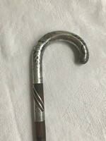 Antique, silver-headed, niello-decorated walking stick from the beginning of the century, walking stick