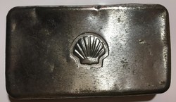 SHELL fém doboz vintage anyagába nyomott dombrú fém logo