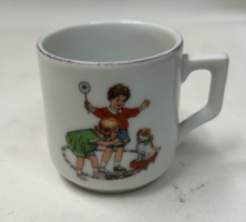 A rare pattern old Zsolnay shield seal tale or children's porcelain cup