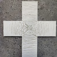 Pilipart, Fehér és pezsgőarany kézműves falra akasztható kereszt, 37x24 cm