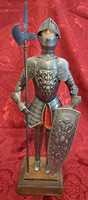 Old medieval knight metal statue with halberd (m4542)