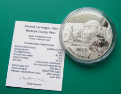 2024 - County of Baranya - Pécs - HUF 20,000 - silver commemorative coin - pp - in capsule, with mnb description
