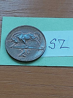 South Africa 2 cents 1975 bronze, wildebeest no