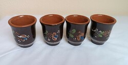 4 coffee cups, originally without a handle, marked Sarospataki. Size: 7.5 x 6 cm