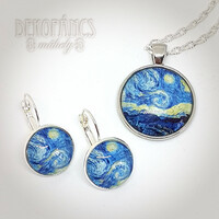 Van gogh: starry night - jewelry set with glass lenses 2.