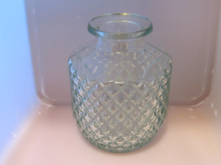 Turquoise blue glass vase, decanter, pineapple pattern