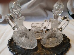 Vintage kristály asztali olaj- ecet- citromlé kínáló