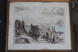Palatine Louis Varga colored etching - fisherman's bastion
