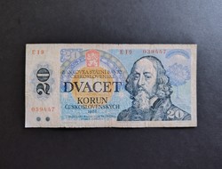 Csehszlovákia 20 Korona / Korun 1988, F+ (II.)
