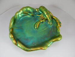 Zsolnay eosin crab bowl, 18 cm, shield seal.