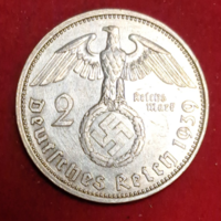 Horogkeresztes ezüst birodalmi 2 Márka 1939. A. (175)