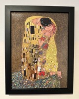 G. Klimt: A csók. Jelzett porcelán kép, hibátlan.