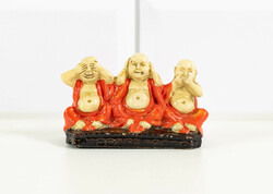 "Nem lát, nem hall, nem beszél" Buddhákat, buddhista szerzeteseket ábrázoló figura - műgyantából