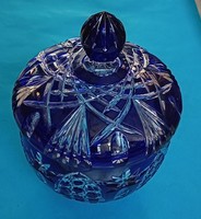 Óriási üvegkristály bonbonier  Átm.: 27 cm