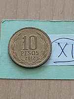 Chile 10 pesos 2012 nickel-brass bernardo o'higgins xi