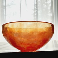 Karcagi veiled glass orange bowl - 17 cm