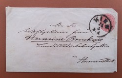 Régi boríték, 19. századi, egy ajándékkal