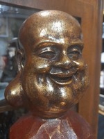 Old gilded, painted Buddhist wooden statue. 26 Cm.