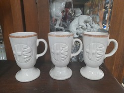 Old Italian santucci deruta 3 pieces ceramic cure glass. 13.5 Cm.