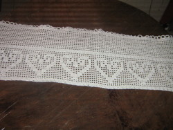 Beautiful vintage hand crocheted antique stained glass lace curtain or shelf strip