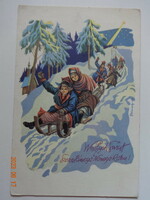 Régi, grafikus karácsonyi üdvözlő képeslap
