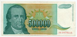 Jugoszlávia 500 000 jugoszláv Dinár, 1993, szép