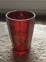 Antik Kossuth pohár, éljen a haza bíborpácolt