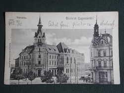Postcard, Kaposvár, view of the town hall, detail of the main square, 1905