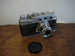 Zorkij C fényképezőgép, Leica kópia eredeti, bőr tokjával.