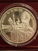 Silver 500 ft coin of Pope John Paul II