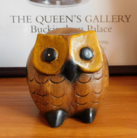 Owl carved from tropical wood 10 cm