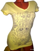Edc 100% cotton sun yellow rose flower motif women's top t-shirt blouse 1998 m