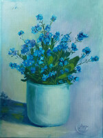 Antyipina galina: forget-me-not, oil painting, canvas. 40X30cm