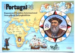 Ei58a / 1998 Portugal 98 - stamp exhibition commemorative sheet on cardboard with red serial number / reverse inscription