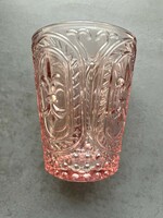 Vintage, liliom mintás gyönyörű halvány rózsaszín Butlers vizes pohár, mécsestartó vastag üvegből