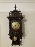 Beautiful carved dark oak hermle 3-tone wall clock