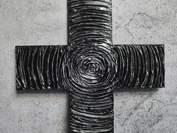 Pilipart, black handmade wall-hanging cross, 37x24 cm