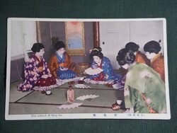 Postcard, Japanese, the interest of fling fan, geisha, folk costume, tradition, 1922