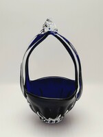 Blue glass basket, 22 cm