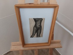 (FBL4) Női Akt torzó grafika 27x37 cm kerettel