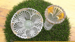 Gilded glass crystal? Set vase bowl