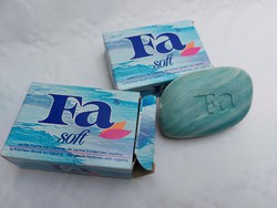 Retro blue wooden soap with old toilet soap