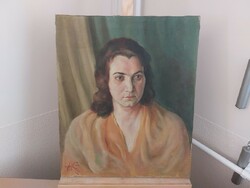 (K) Szignózott portréfestmény 50x60 cm