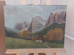 (K) old alpine painting 50x36 cm
