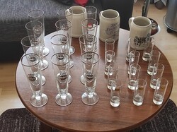 Beer and brandy glasses, sets (27 pcs in total)