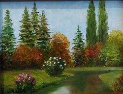 Laszlo Szabo. Contemporary painting. Arboretum. 23X32 cm.