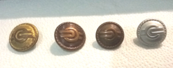 4 pcs old metal buttons 1.5 Cm-2 cm